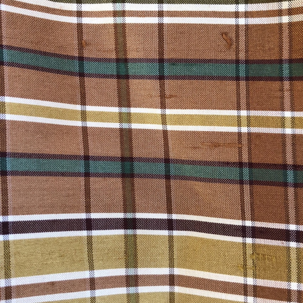 Ann Taylor Silk Wrap Around Top- 6 P (Green, Tan, Gold & White Plaid) - Picture 6 of 11